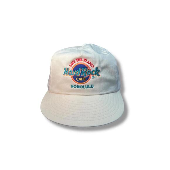 90s Vintage Retro Hard Rock Cafe Honolulu Hat Leather Strap Cap Save The Planet - Picture 2 of 8
